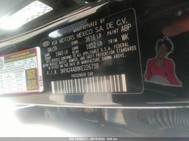 3KPA24AB8KE226738 KIA RIO LX