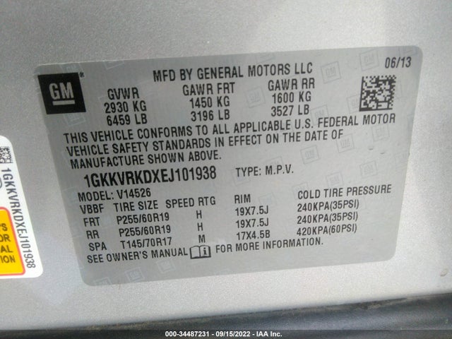 GMC ACADIA SLT 2014 1GKKVRKDXEJ101938 Image 10