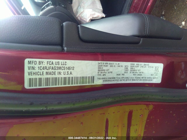 1C4RJFAG3MC514612 Jeep Grand Cherokee Laredo X 4x4