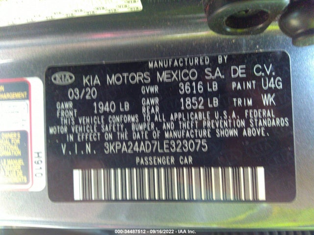 2020 Kia Rio, VIN: 3KPA24AD7LE323075