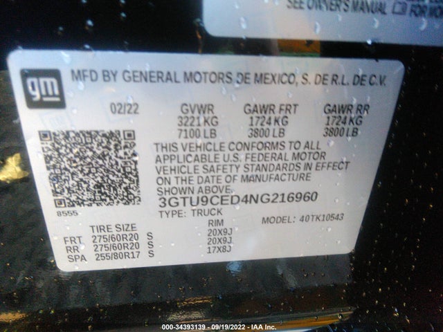 GMC Sierra 1500 Limited Elevation 2022 3GTU9CED4NG216960 Image 9