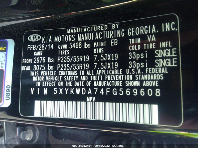 2015 Kia Sorento, VIN: 5XYKWDA74FG569608