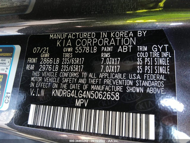 2022 Kia Sorento, VIN: KNDRG4LG4N5062658