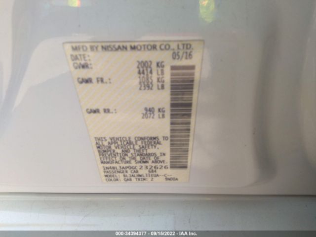 1N4BL3AP0GC232626 Nissan Altima 3.5 Sr