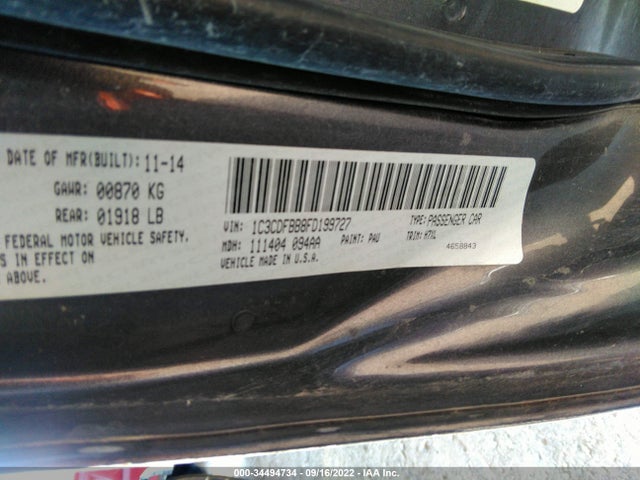 Dodge DART SXT 2015 1C3CDFBB8FD199727 Image 9