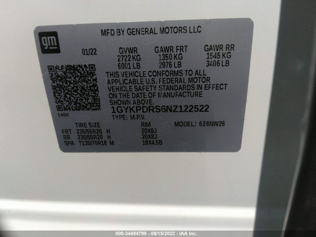 2022 Cadillac XT6, VIN: 1GYKPDRS6NZ122522