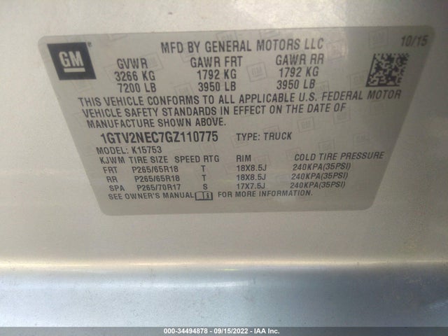 GMC Sierra 1500 Slt 2016 1GTV2NEC7GZ110775 Image 14