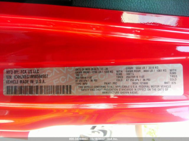 1C4HJXEG1MW594907 Jeep Wrangler Unlimited Sahara
