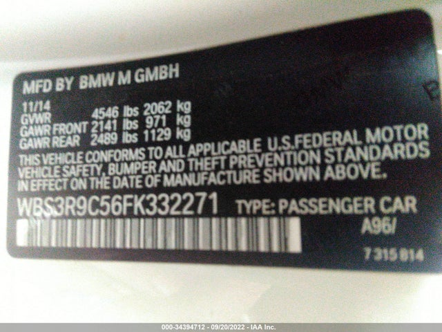 2015 BMW M4, VIN: WBS3R9C56FK332271