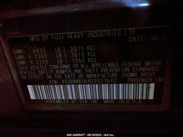 Subaru Legacy 2.5i Premium 2013 4S3BMBC64D3021642 Image 11