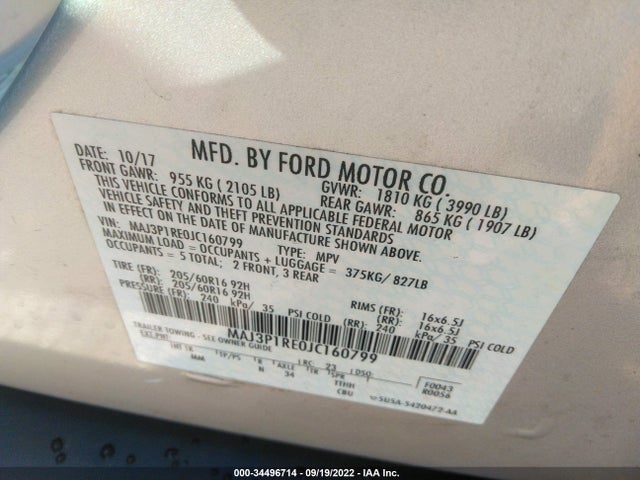 Ford ECOSPORT S 2018 MAJ3P1RE0JC160799 Image 9