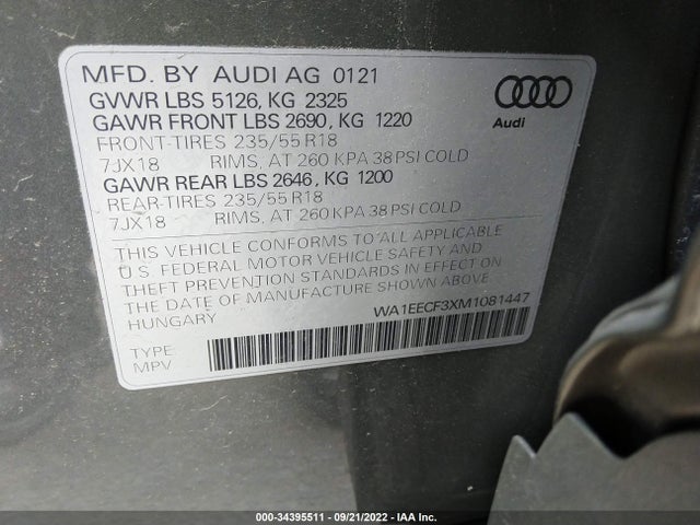 WA1EECF3XM1081447 Audi Q3 S Line Premium Plus