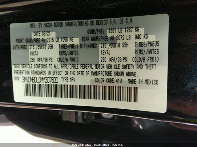 2021 MAZDA CX-30 PREMIUM VIN: 3MVDMBDL0MM307630