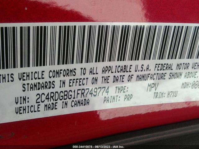 2C4RDGBG1FR749774 Dodge Grand Caravan American Value Pkg