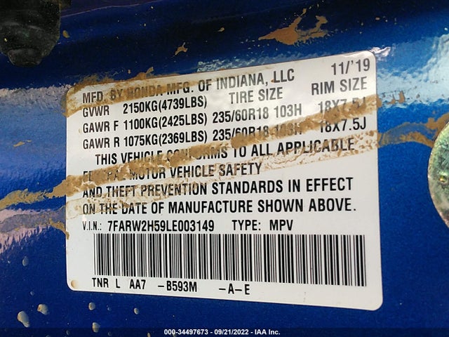 Honda CR-V EX 2020 7FARW2H59LE003149 Image 10