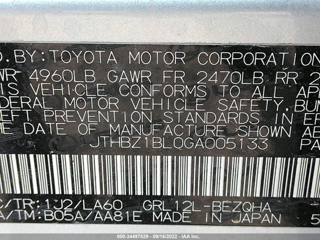 2016 Lexus GS, VIN: JTHBZ1BL0GA005133