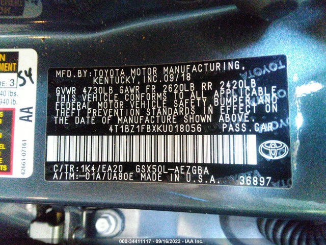 2019 Toyota Avalon, VIN: 4T1BZ1FBXKU018056
