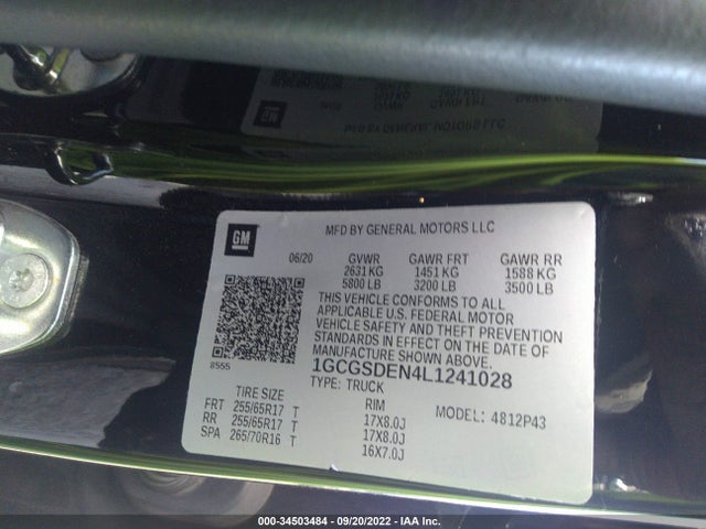 2020 Chevrolet Colorado, VIN: 1GCGSDEN4L1241028