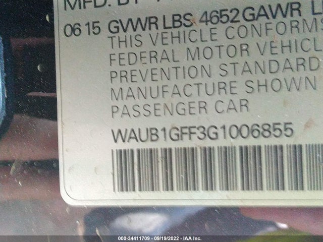 2016 Audi S3, VIN: WAUB1GFF3G1006855