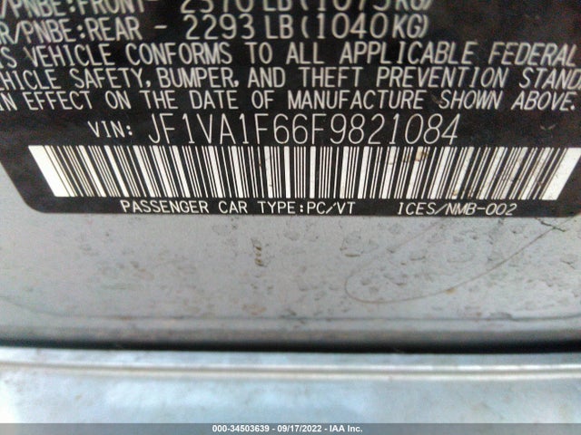 2015 Subaru WRX, VIN: JF1VA1F66F9821084