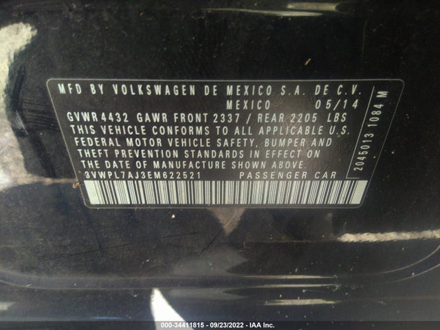 2014 VOLKSWAGEN JETTA SPORTWAGEN TDI VIN: 3VWPL7AJ3EM622521