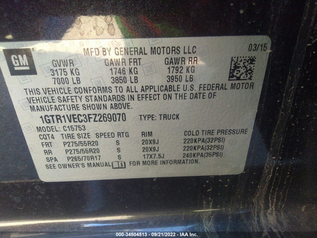 GMC Sierra 1500 Slt 2015 1GTR1VEC3FZ269070 Image 14