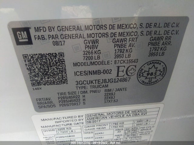 Chevrolet SILVERADO 1500 2018 3GCUKTEJ8JG124867 Image 10