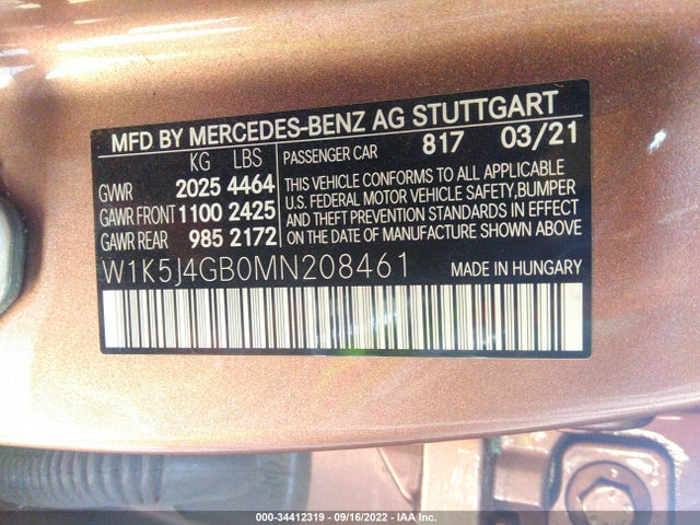 2021 Mercedes-Benz CLA-Class, VIN: W1K5J4GB0MN208461