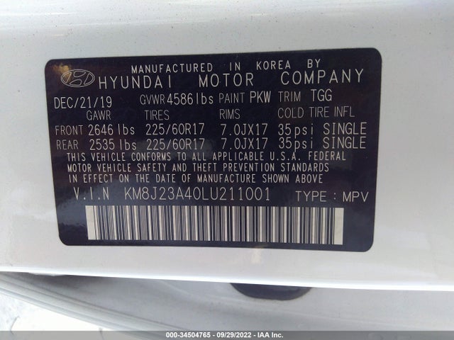 2020 Hyundai Tucson, VIN: KM8J23A40LU211001
