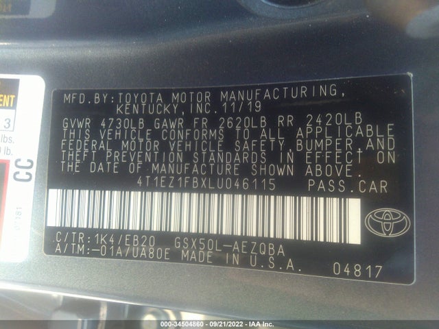 2020 Toyota Avalon, VIN: 4T1EZ1FBXLU046115