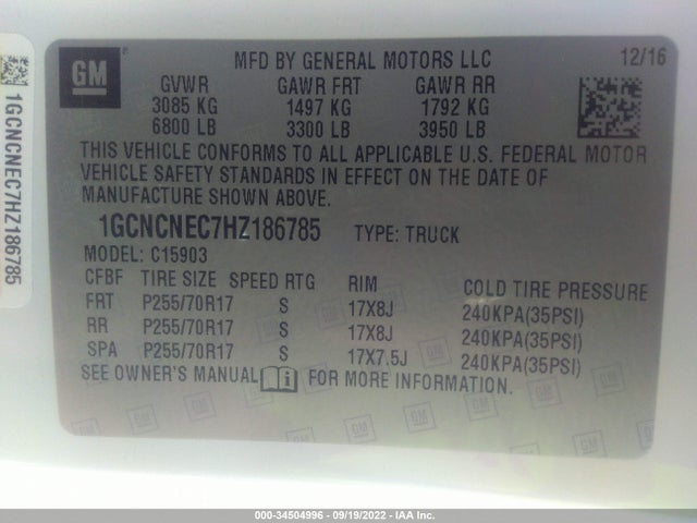 Chevrolet Silverado 1500 Wt 2017 1GCNCNEC7HZ186785 Image 9