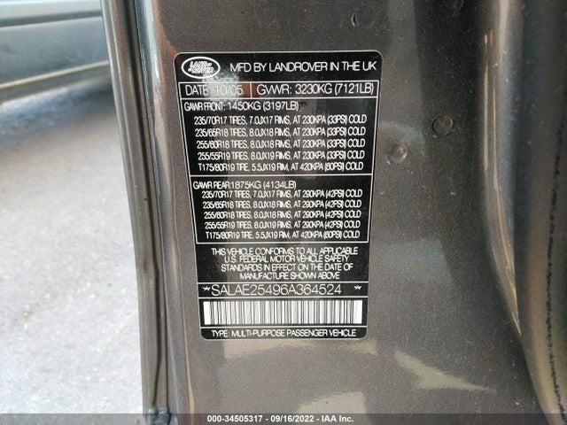 Land Rover LR3 SE 2006 SALAE25496A364524 Image 10