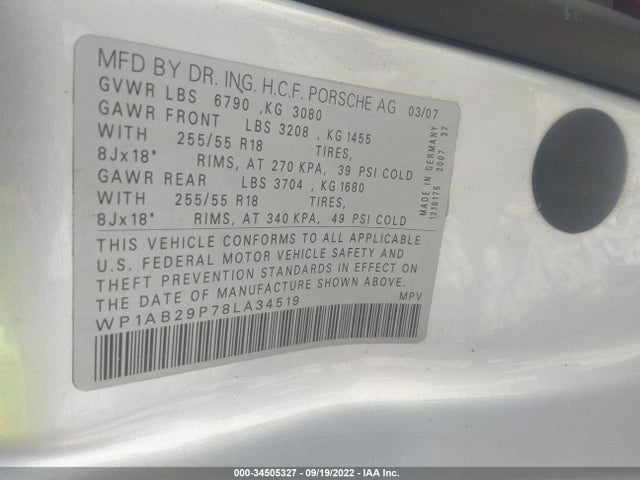 2008 PORSCHE CAYENNE WP1AB29P78LA34519 Photo 8