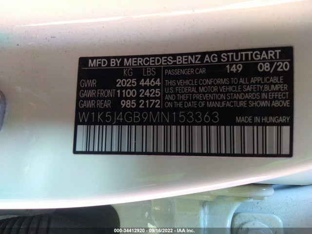 2021 Mercedes-Benz CLA-Class, VIN: W1K5J4GB9MN153363