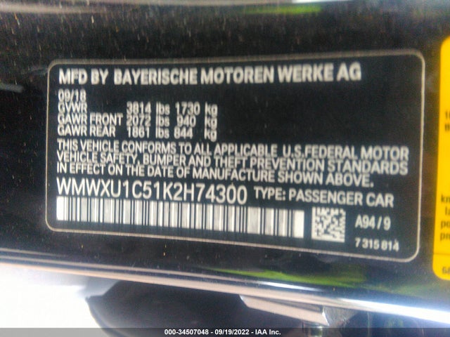 2019 Mini Hardtop, VIN: WMWXU1C51K2H74300
