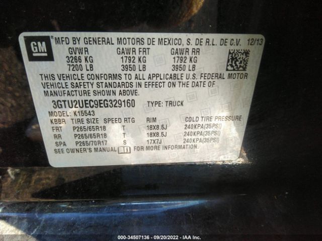 3GTU2UEC9EG329160 GMC Sierra 1500 Sle