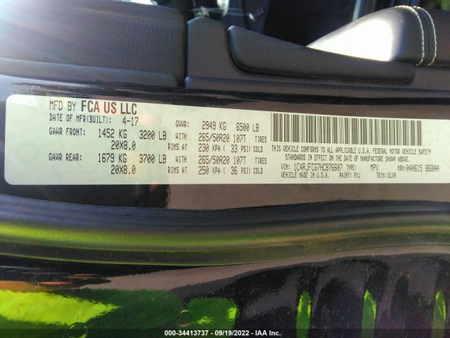 1C4RJFCG7HC876607 Jeep Grand Cherokee Overland