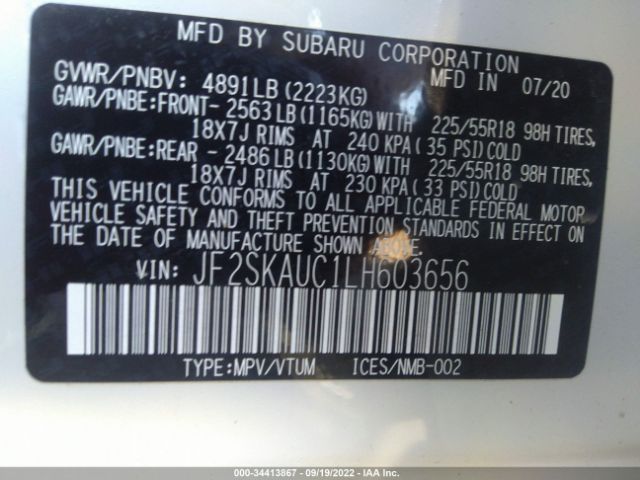 JF2SKAUC1LH603656 Subaru Forester Limited