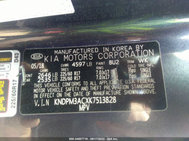 KNDPM3ACXK7513828 KIA Sportage Lx