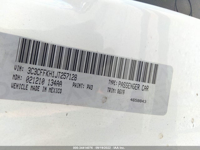 2018 Fiat 500, VIN: 3C3CFFKH1JT257128