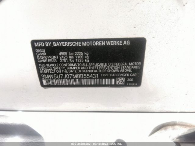 3MW5U7J07M8B55431 BMW 3 Series M340i