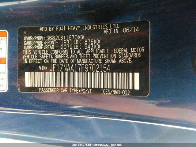 2015 Scion FR-S, VIN: JF1ZNAA17F9702154