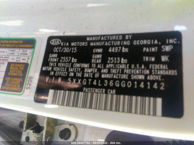 5XXGT4L36GG014142 KIA Optima Lx