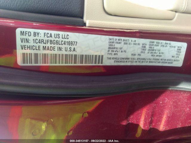 1C4RJFBG6LC416977 Jeep Grand Cherokee Limited