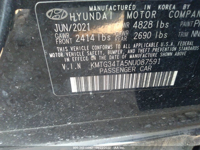 2022 Genesis G70, VIN: KMTG34TA5NU087591