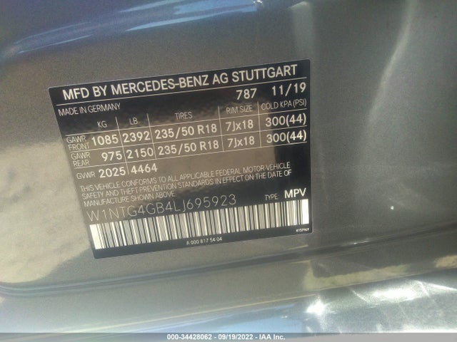 2020 Mercedes-Benz GLA-Class, VIN: W1NTG4GB4LJ695923