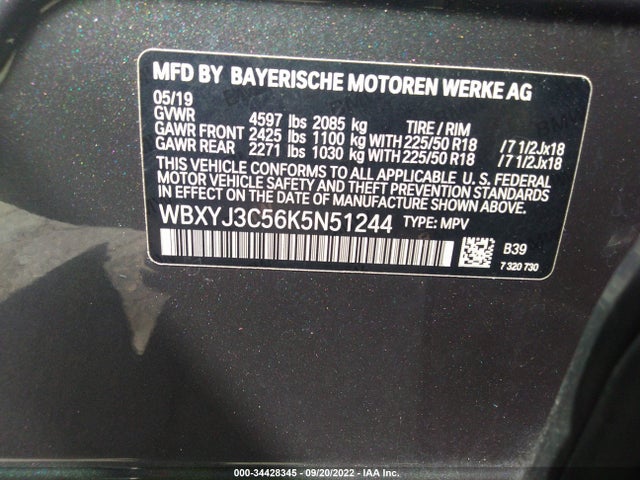 2019 BMW X2, VIN: WBXYJ3C56K5N51244