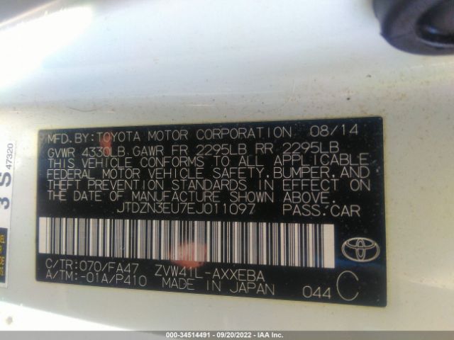 JTDZN3EU7EJ011097 Toyota Prius V Three
