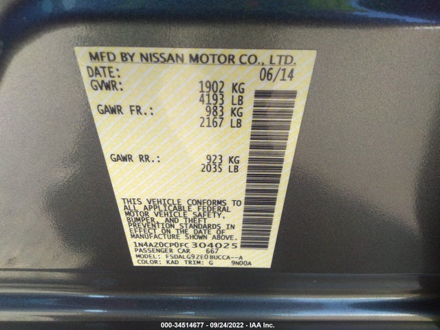 2015 Nissan Leaf, VIN: 1N4AZ0CP0FC304025