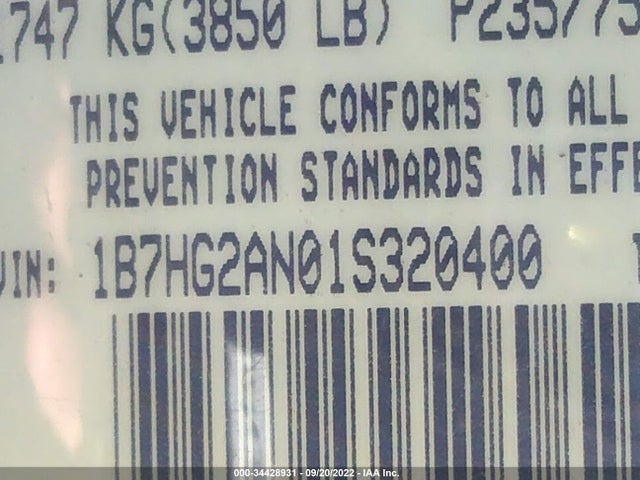 Dodge Dakota Sport/slt 2001 1B7HG2AN01S320400 Image 10